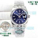 Clean Factory Swiss Clone Rolex Datejust 36mm Blue Face Stainless Steel 3235 Watch 